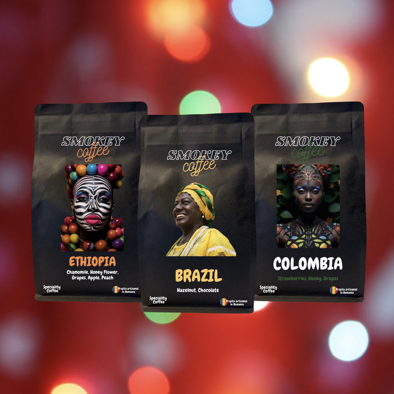 🎄Combo de Crăciun – 3 Cafele Premium: Etiopia, Brazilia & Columbia